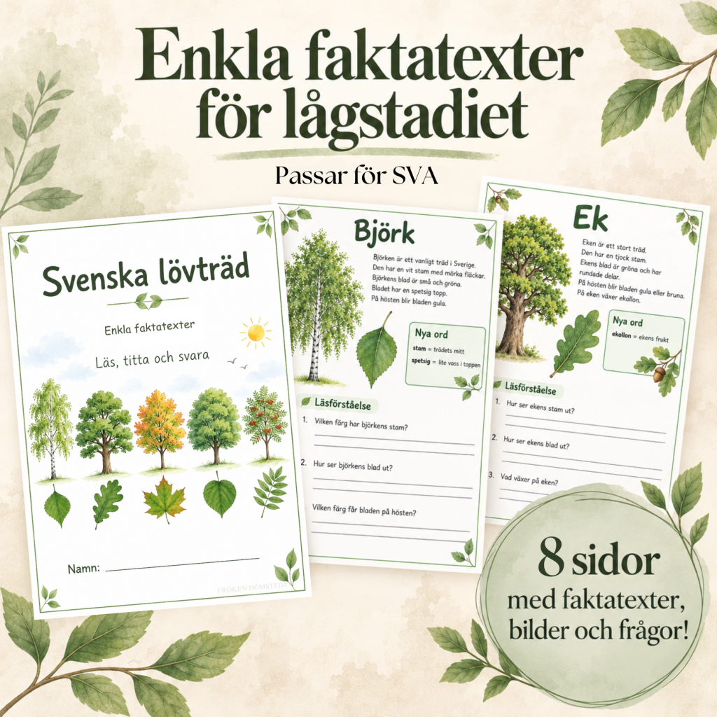 Enkla faktatexter om svenska lövträd