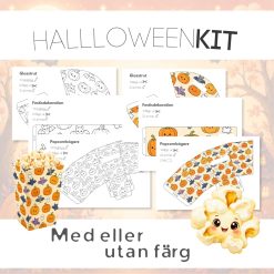 Halloween-kit med popcornbägare, festisdekoration och glasstrut 🎃