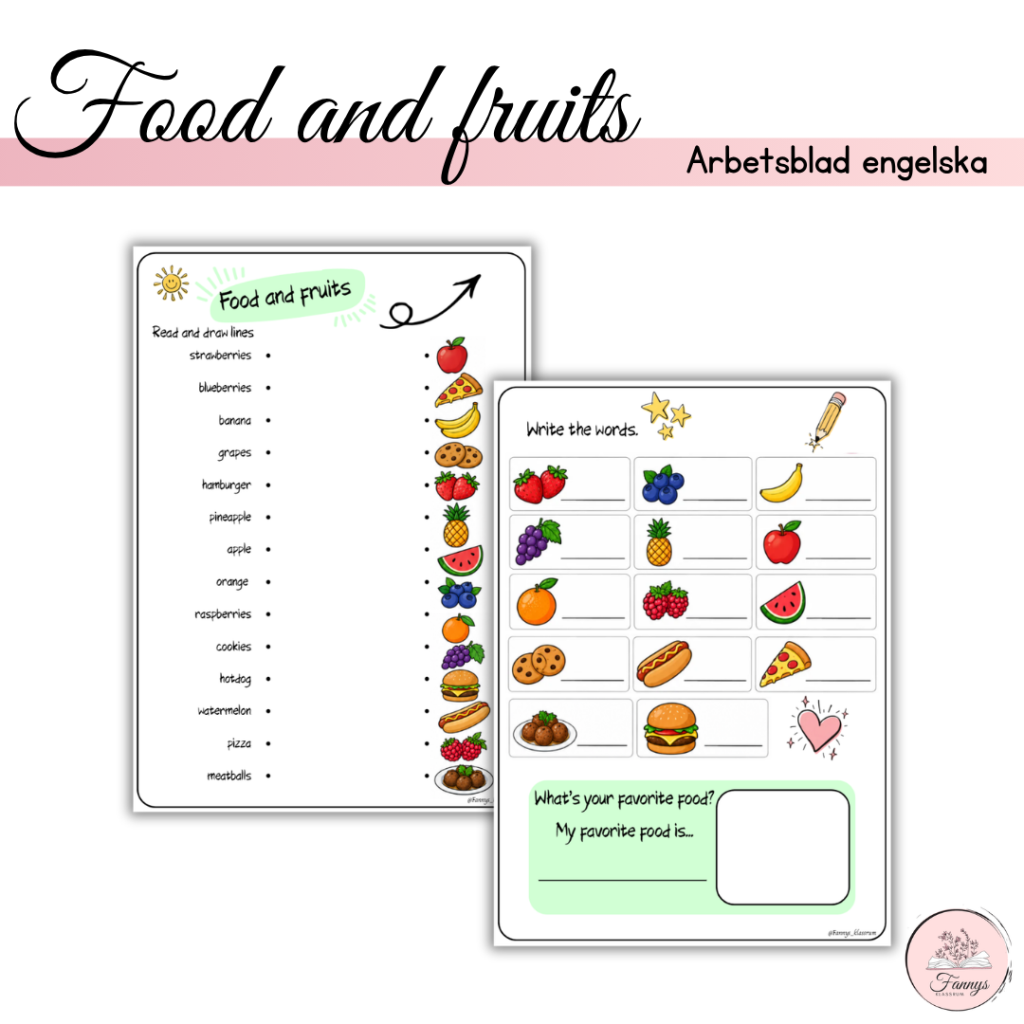Arbetsblad engelska- food and fruits