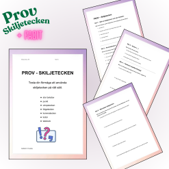 Prov skiljetecken, med facit