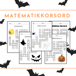 Matematikkorsord – Alla fyra räknesätten (Halloween-tema)