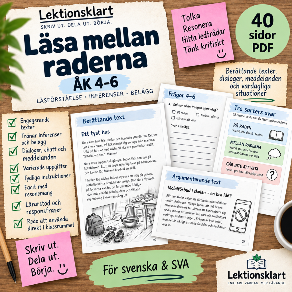 Läsa mellan raderna – läsförståelse åk 4–6