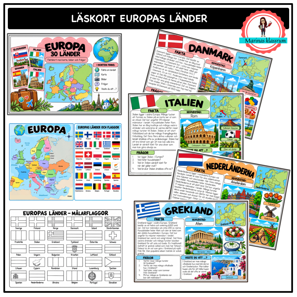 Läskort Europas länder