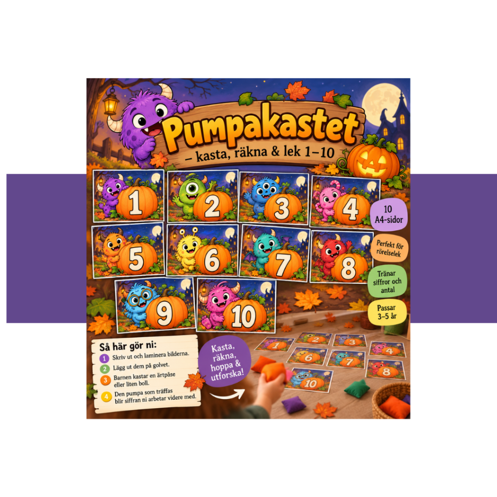 Pumpakastet – kasta, räkna & lek 1–10.