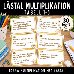 Lästal med multiplikation, tabell 1-5