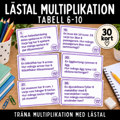 Lästal med multiplikation, tabell 6-10