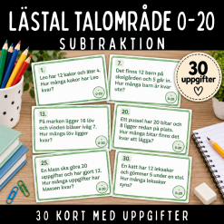 Lästal med subtraktion inom talområdet 0-20