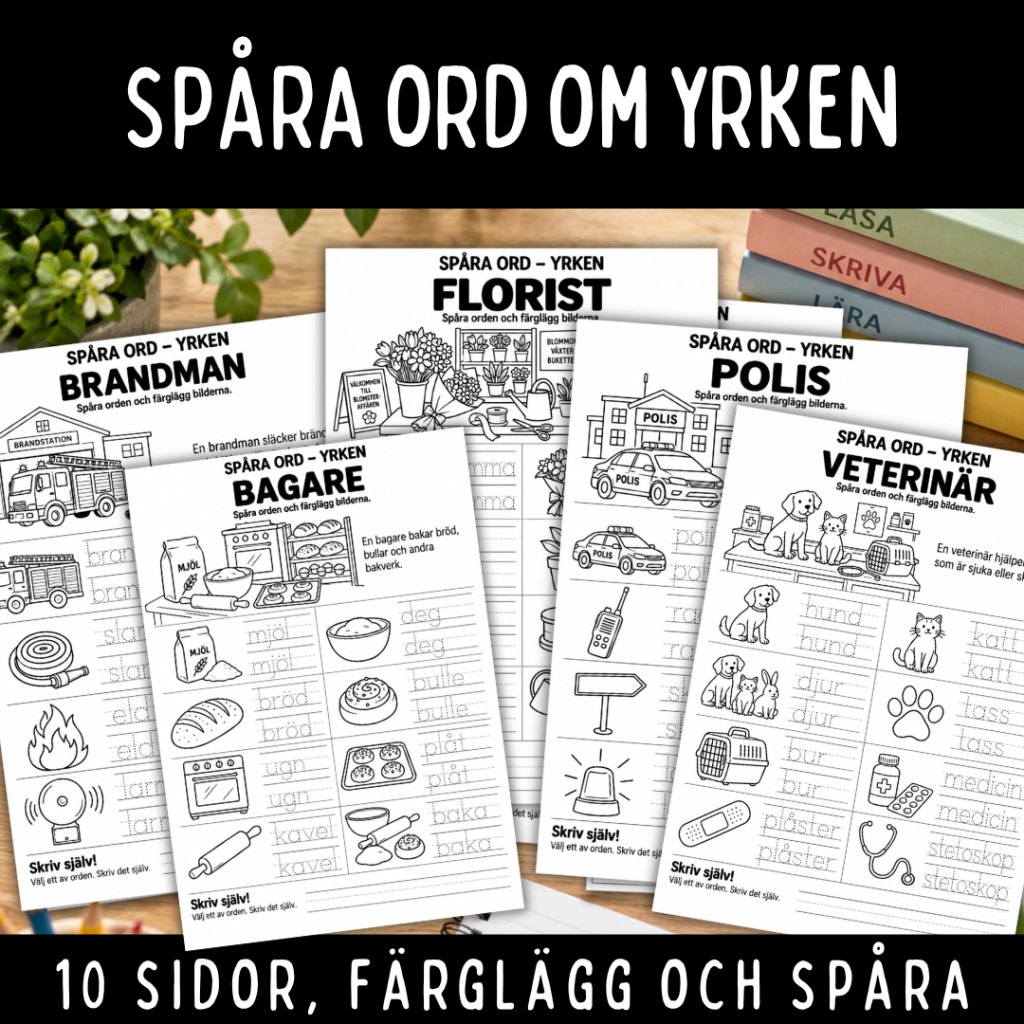 Spåra ord om yrken, 10 sidor