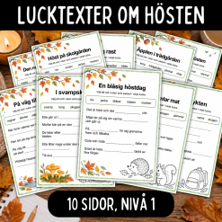 Lucktexter om hösten, 10 sidor, nivå 1