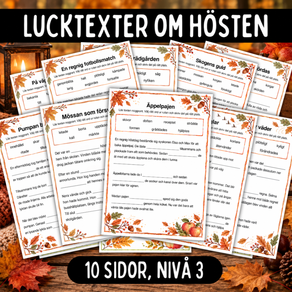 Lucktexter om hösten, 10 sidor, nivå 3