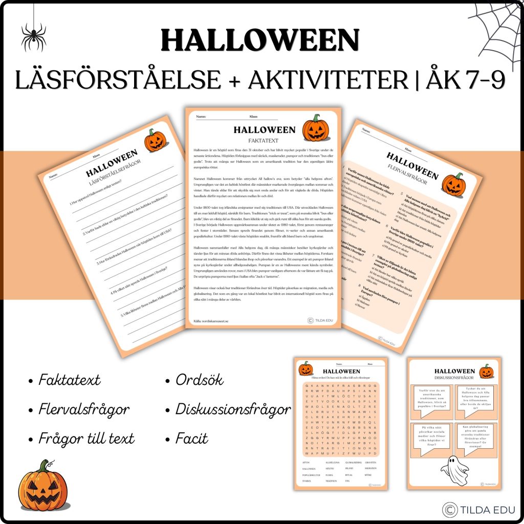 Halloween – Faktatext & arbetsuppgifter | Åk 7–9