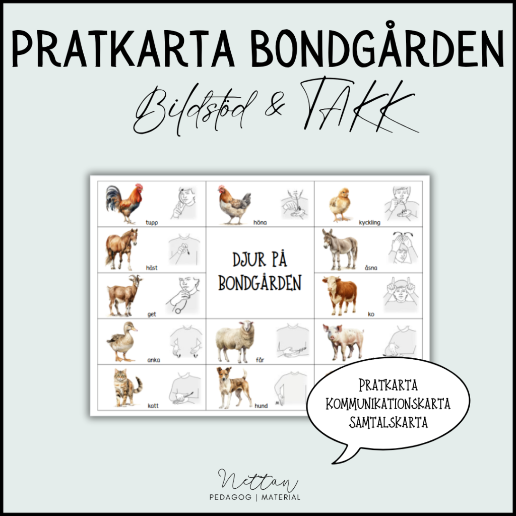 Pratkarta djur på bondgården