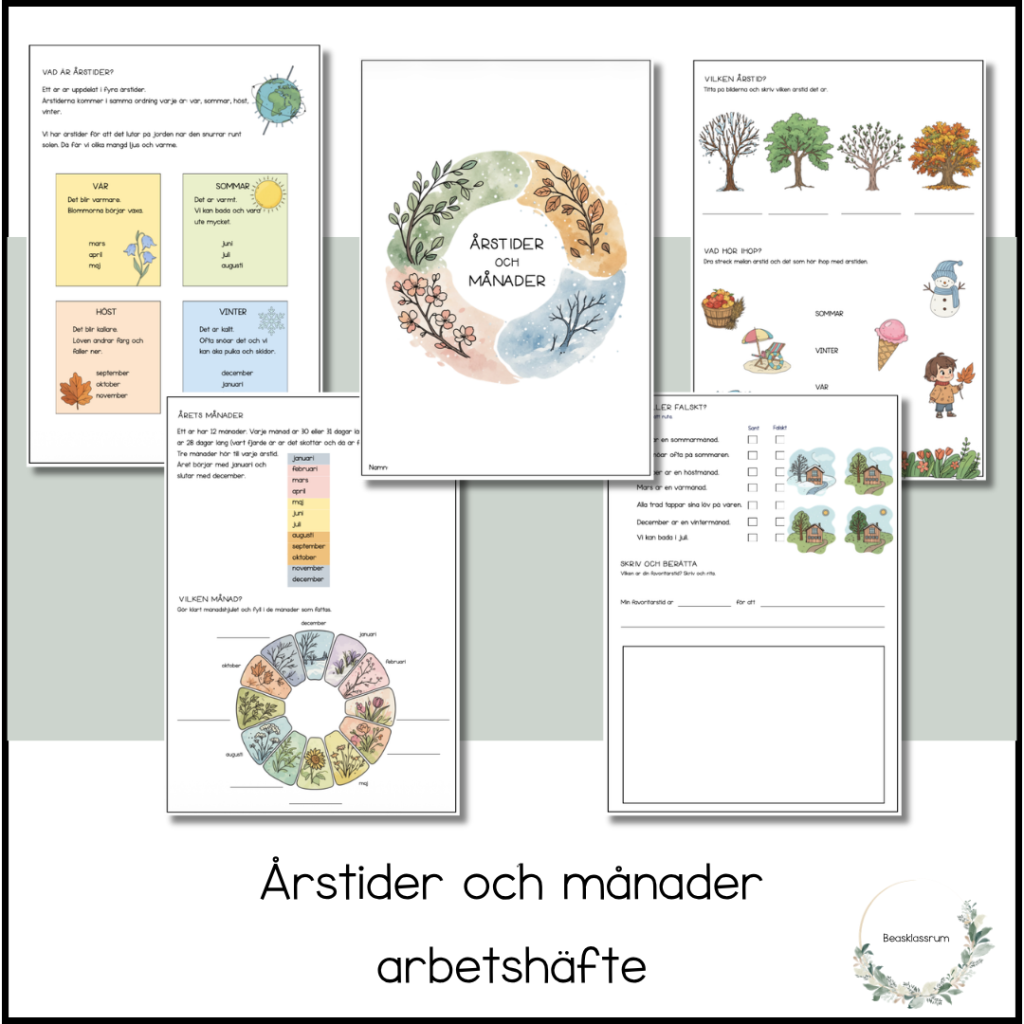 Årstider och månader – arbetshäfte