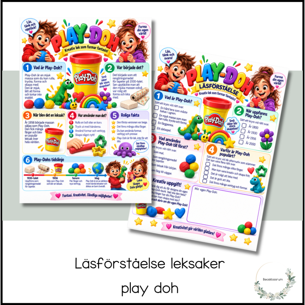 Läsförståelse leksaker – play doh