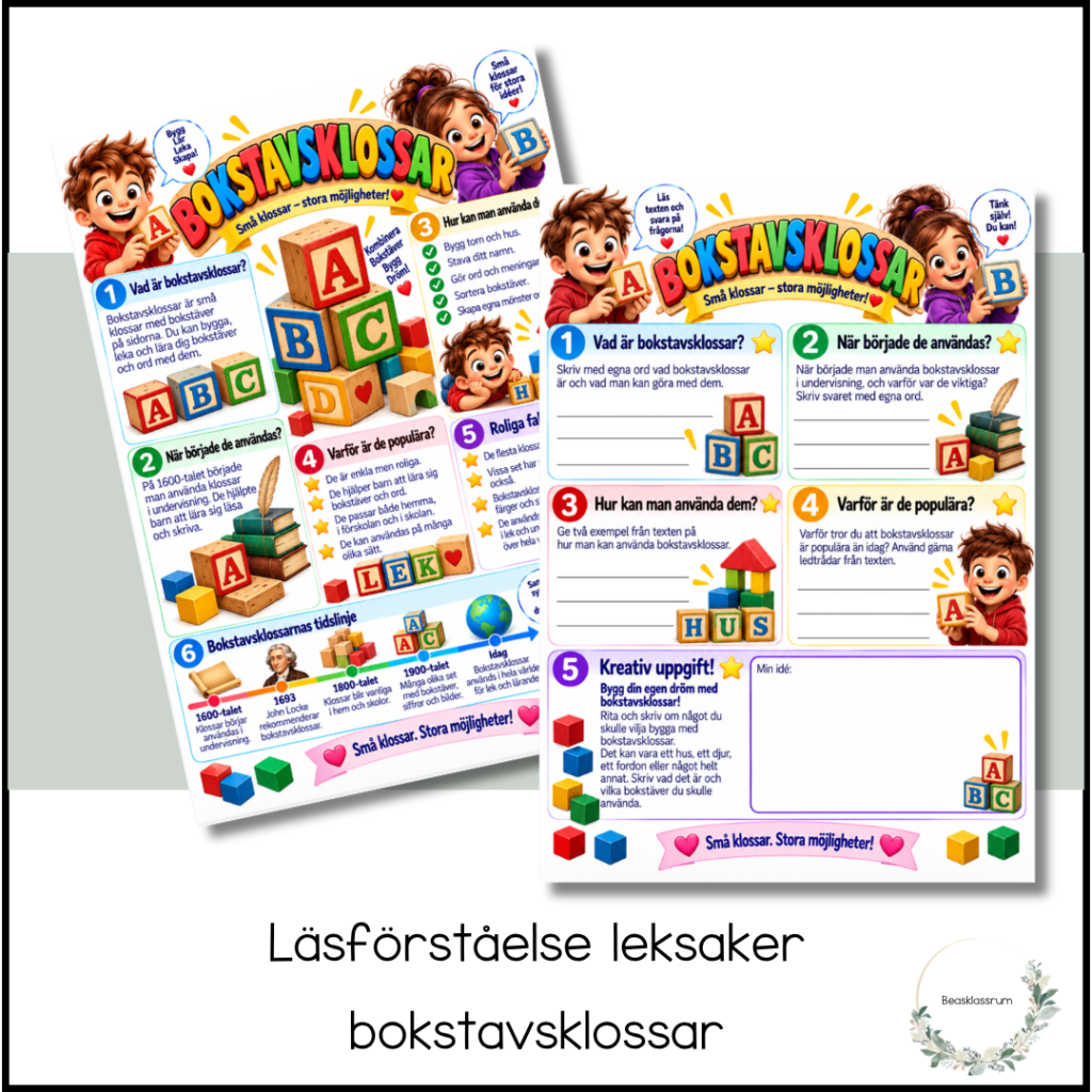 Läsförståelse leksaker – klossar