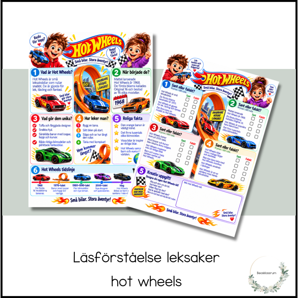 Läsförståelse leksaker – hot wheels