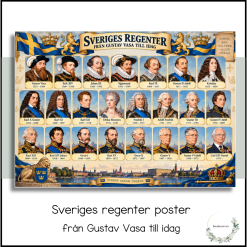Sveriges regenter - från Gustav Vasa till idag - poster