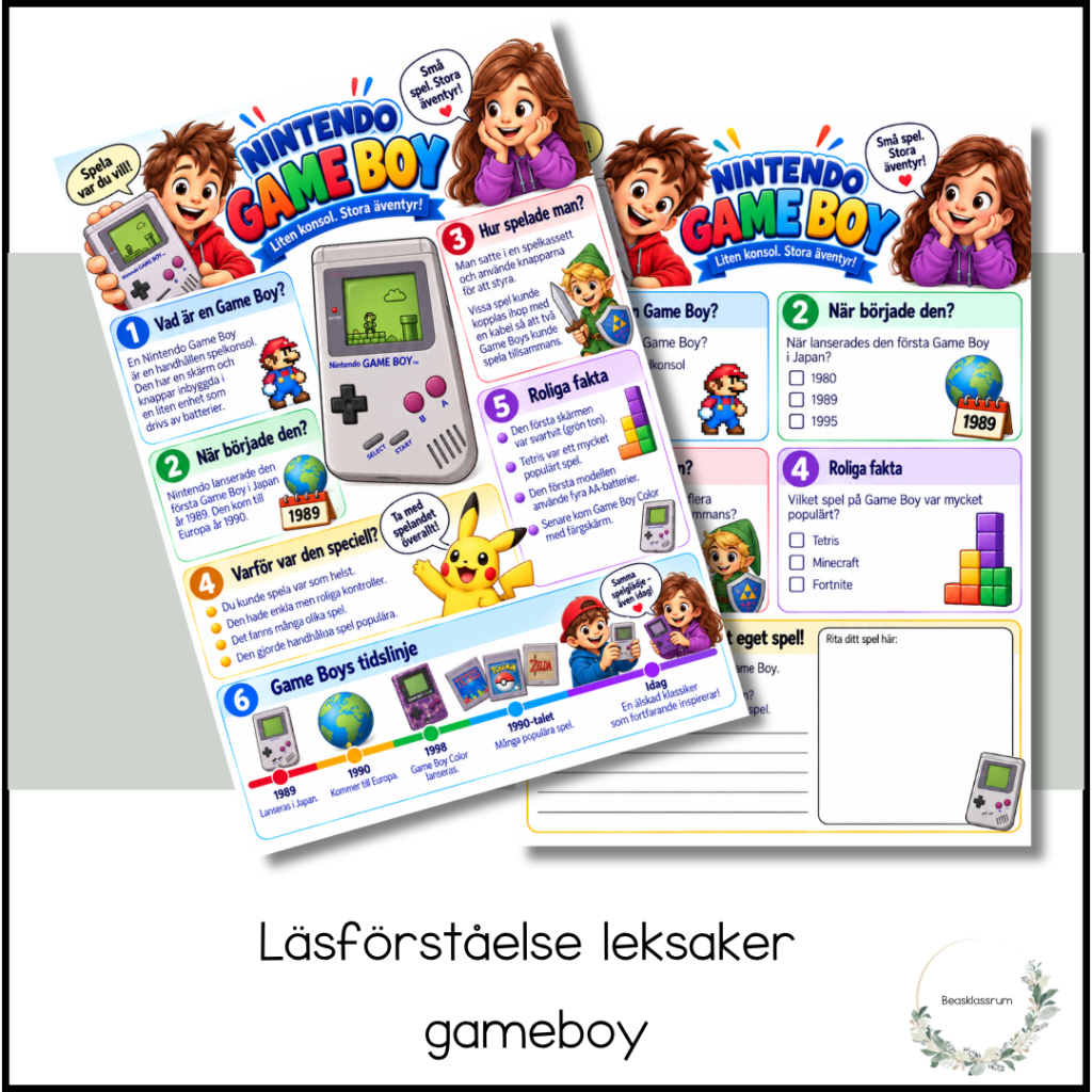 Läsförståelse leksaker – gameboy