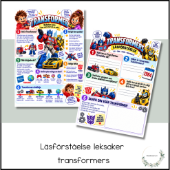 Läsförståelse leksaker - transformers