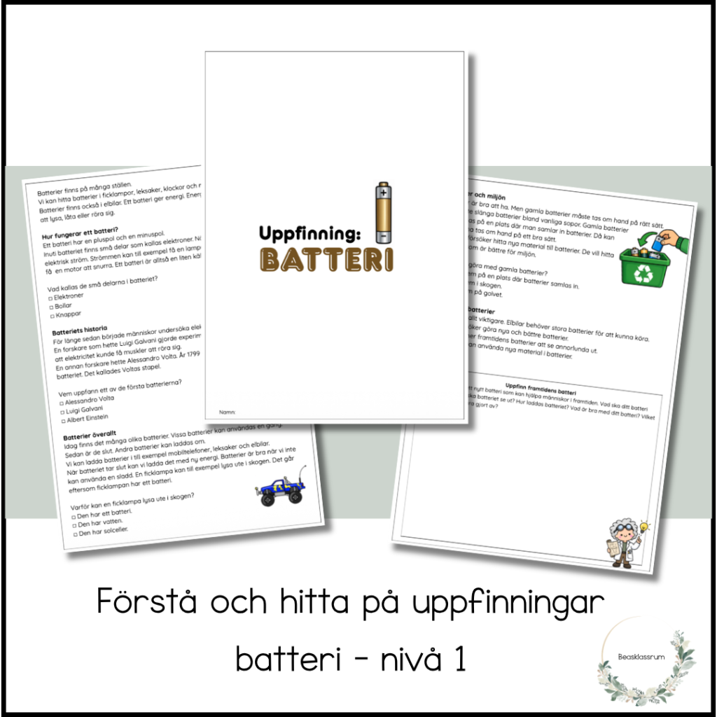 Förstå och hitta på uppfinningar – batteri nivå 1