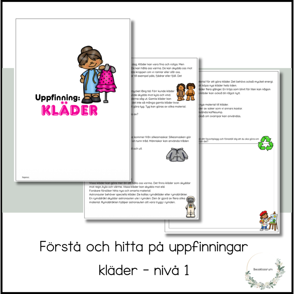 Förstå och hitta på uppfinningar – kläder nivå 1