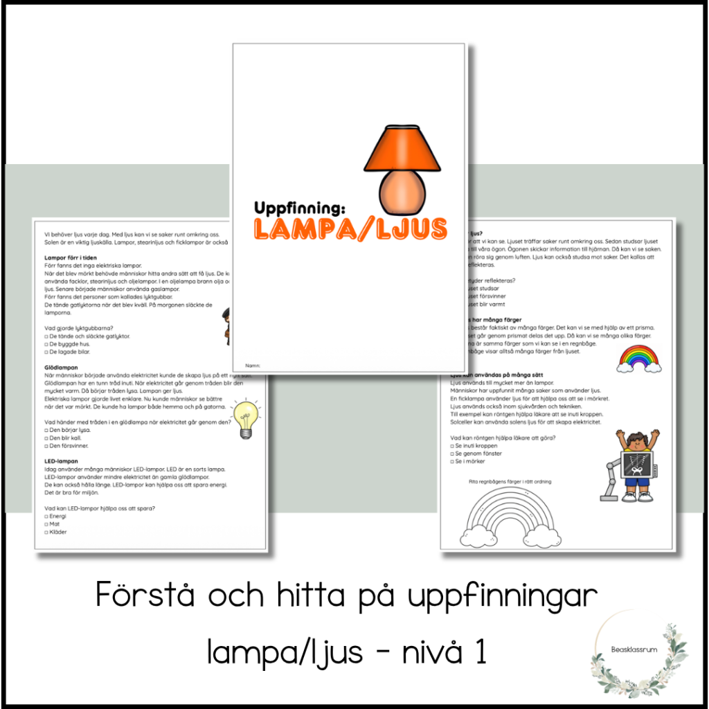 Förstå och hitta på uppfinningar – lampa/ljus nivå 1