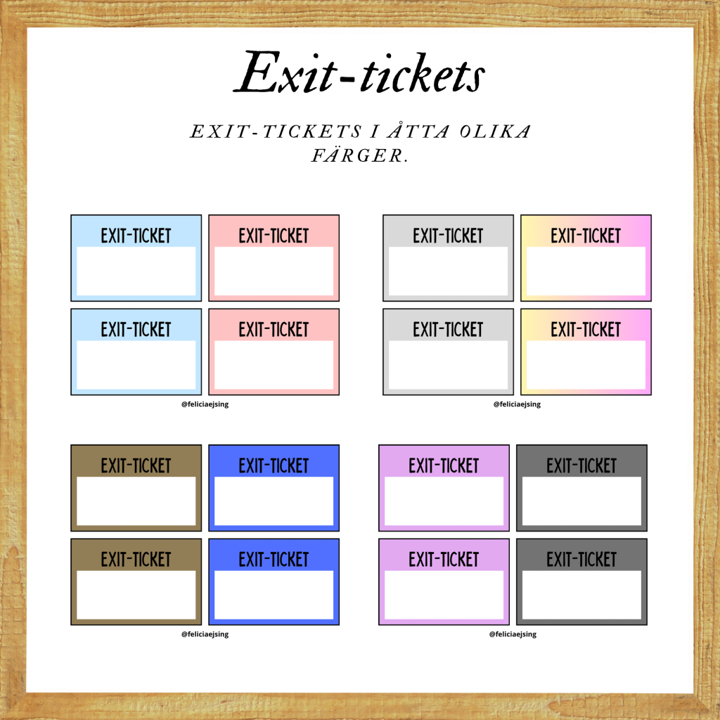 Exit-tickets i olika färger