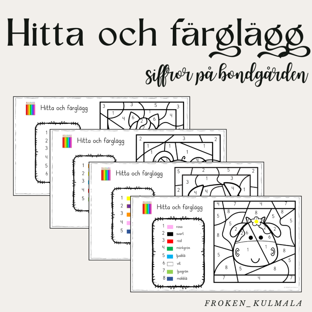 Hitta och färglägg: Siffror på bondgården
