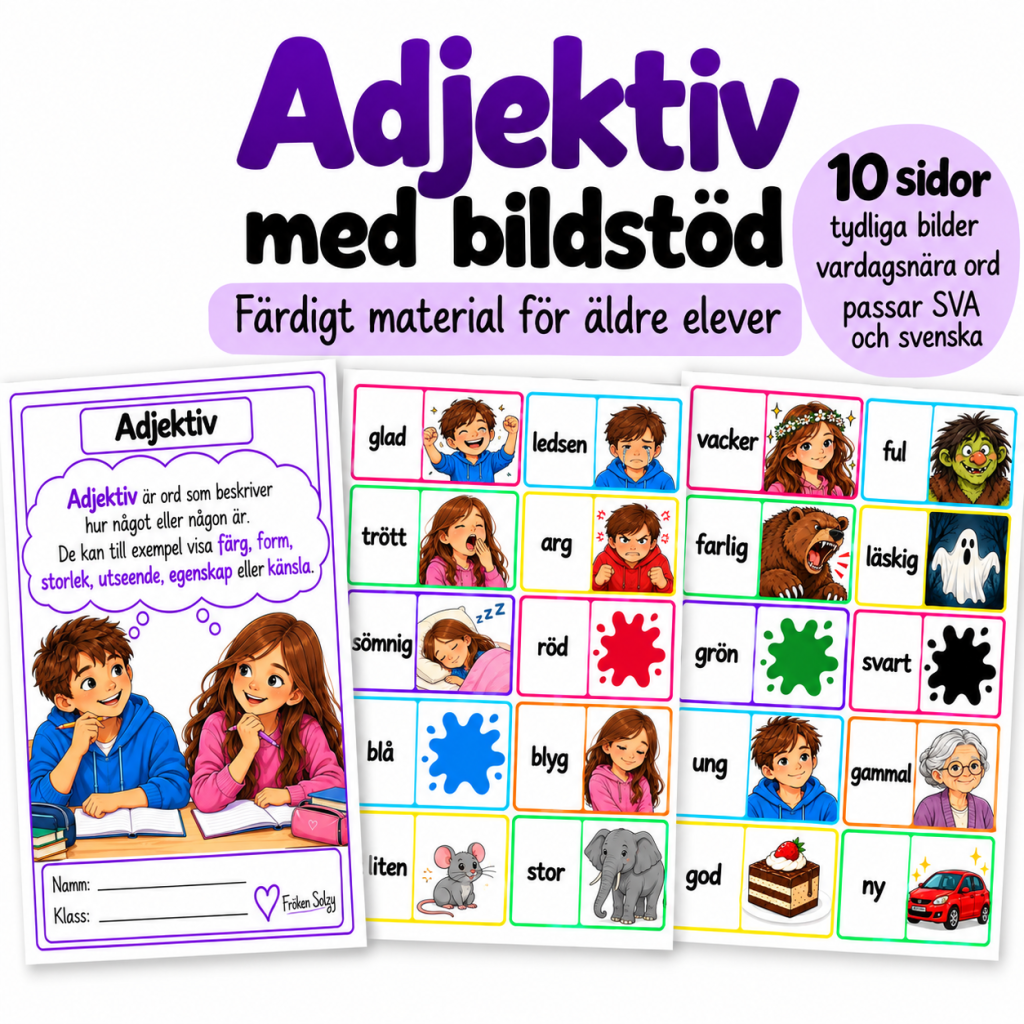 Bildstöd adjektiv – äldre elever (mellanstadiet)