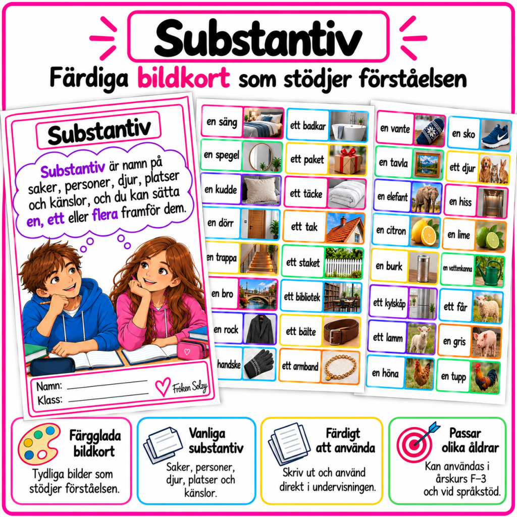 Bildstöd substantiv – äldre elever (mellanstadiet)