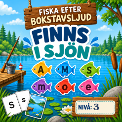 Finns i sjön - bokstavsljud - nivå 3