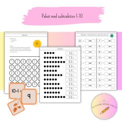 Subtraktion 1-10 arbetshäfte och spel