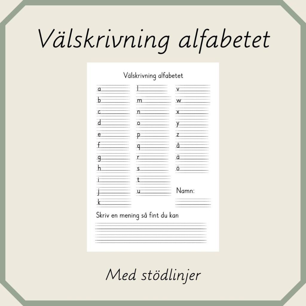 Välskrivning alfabetet med stödlinjer