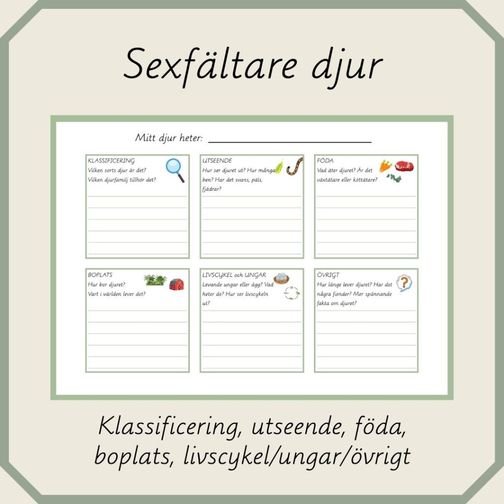 Sexfältare faktatext om djur