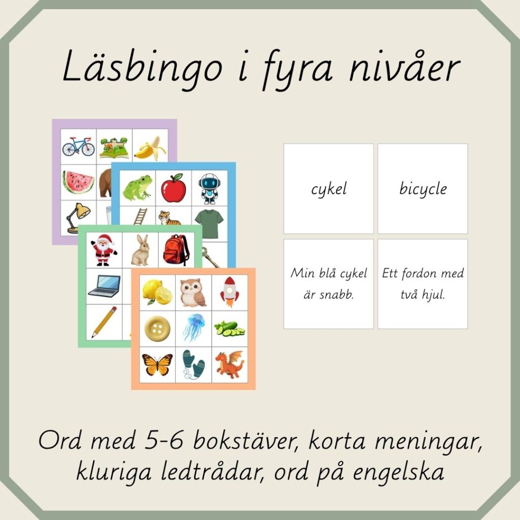 Läsbingo i fyra nivåer