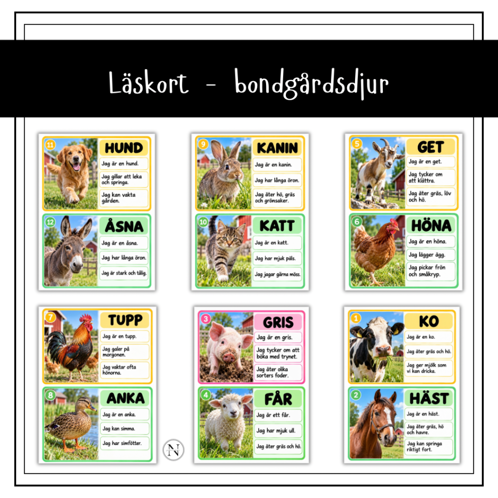Läskort – bondgårdsdjur