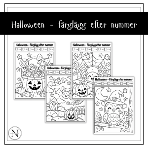 Halloween - färglägg efter nummer