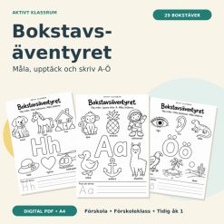 Bokstavsäventyret A–Ö – 29 målarblad med bokstäver och skrivövningar