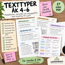 Texttyper – svenska och SVA åk 4–6
