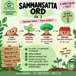 Växthuset | Sammansatta ord – nivåanpassat material åk 3