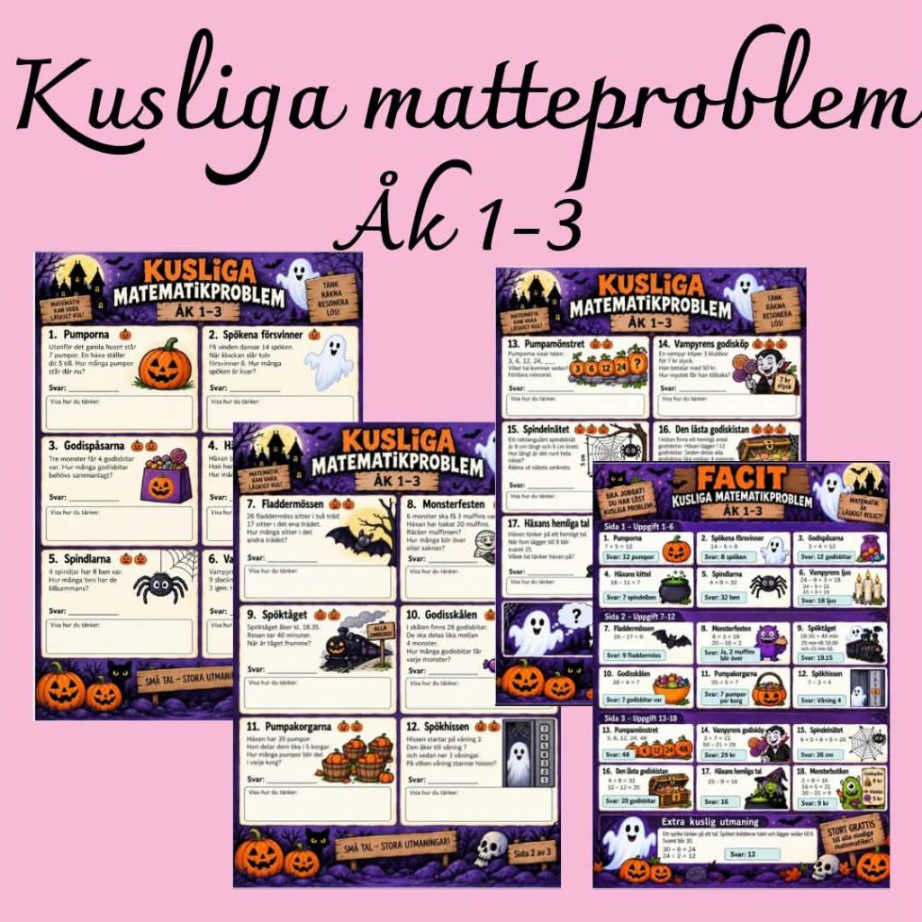 Kusliga matematikproblem – problemlösning åk 1–3 🎃➕