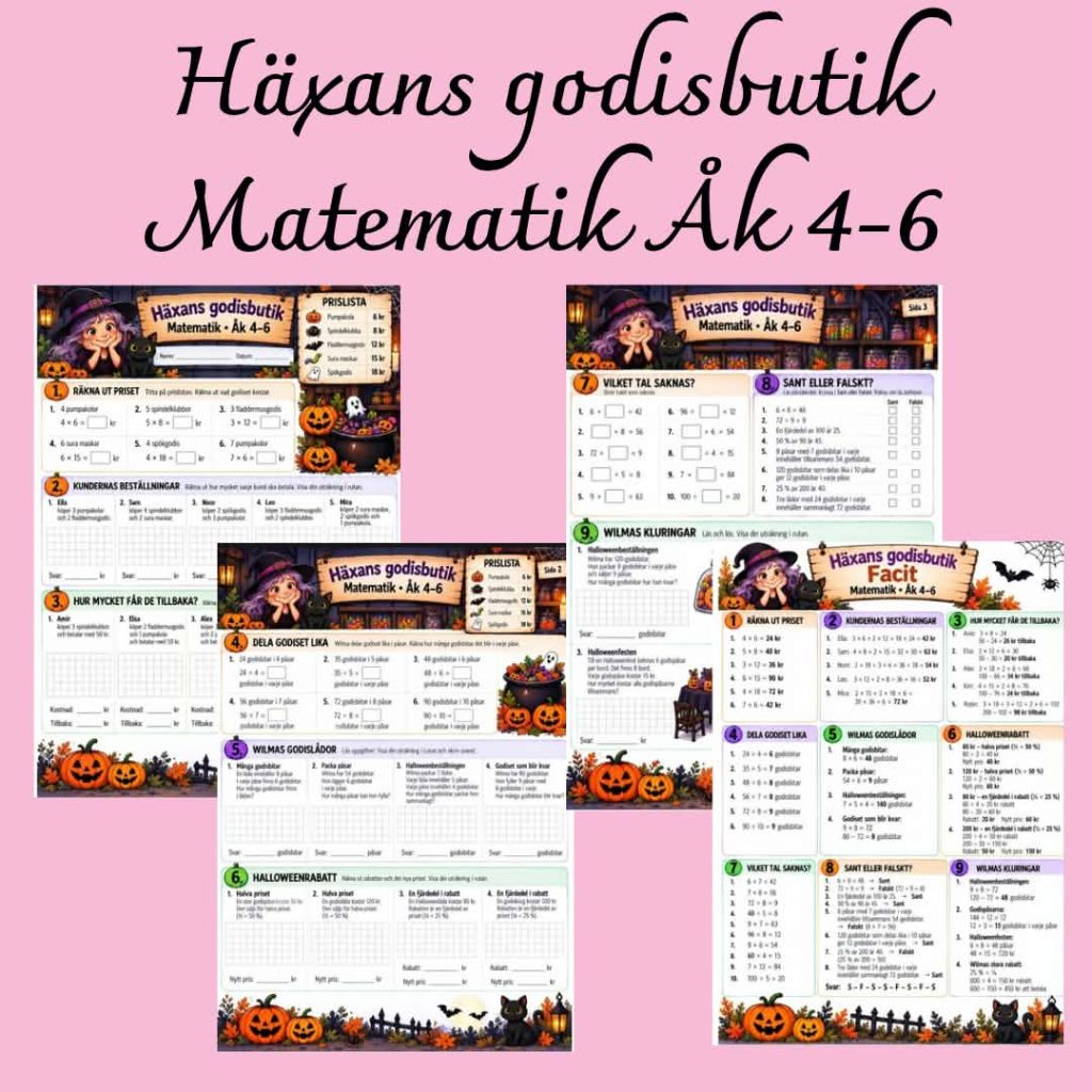 Häxans godisbutik – matematik åk 4–6 🎃