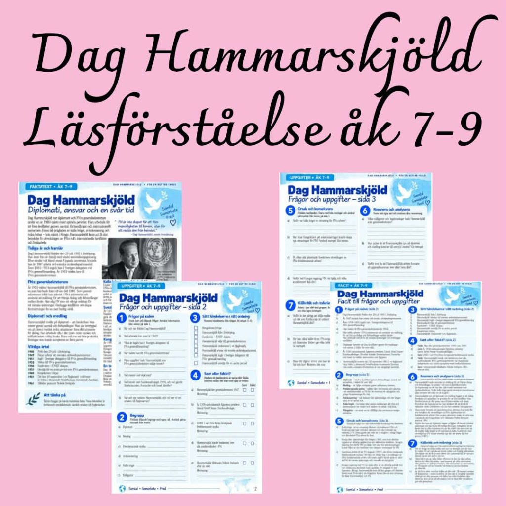 Dag Hammarskjöld – läsförståelse åk 7–9 | FN, diplomati och källkritik