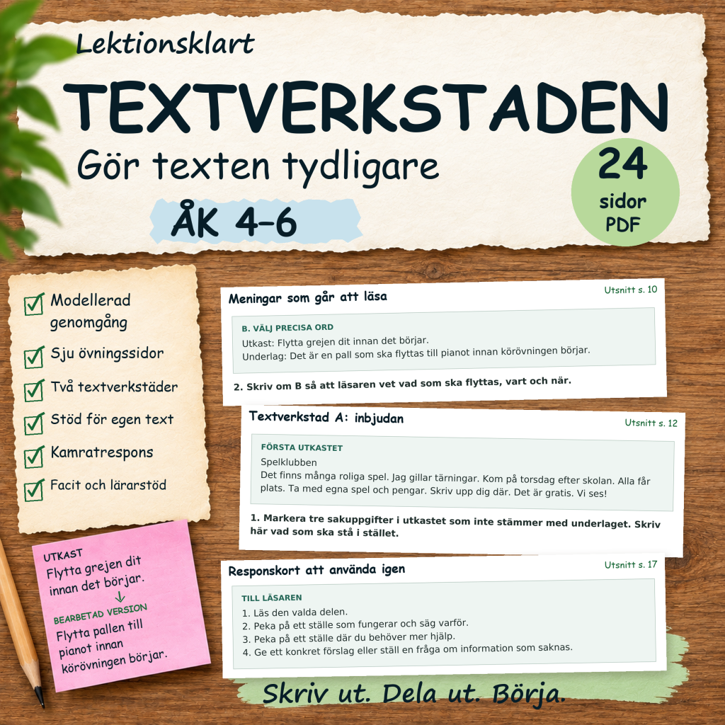 Textverkstaden – Gör texten tydligare | Svenska åk 4–6