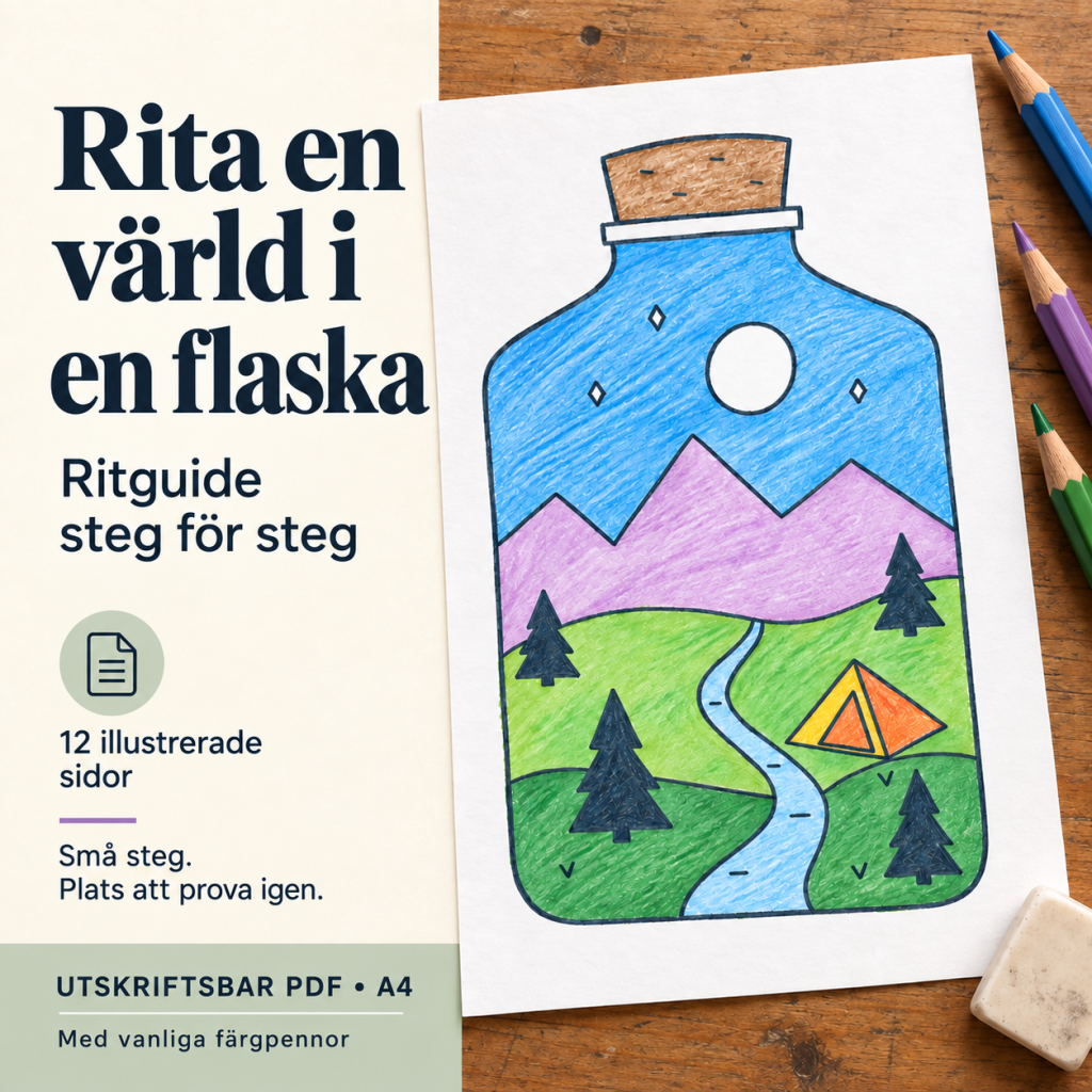 Rita en värld i en flaska | Ritguide steg för steg i bild åk 4–6