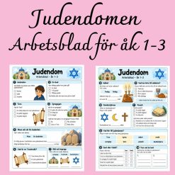 Judendom – arbetsblad med 14 uppgifter och facit | Åk 1–3