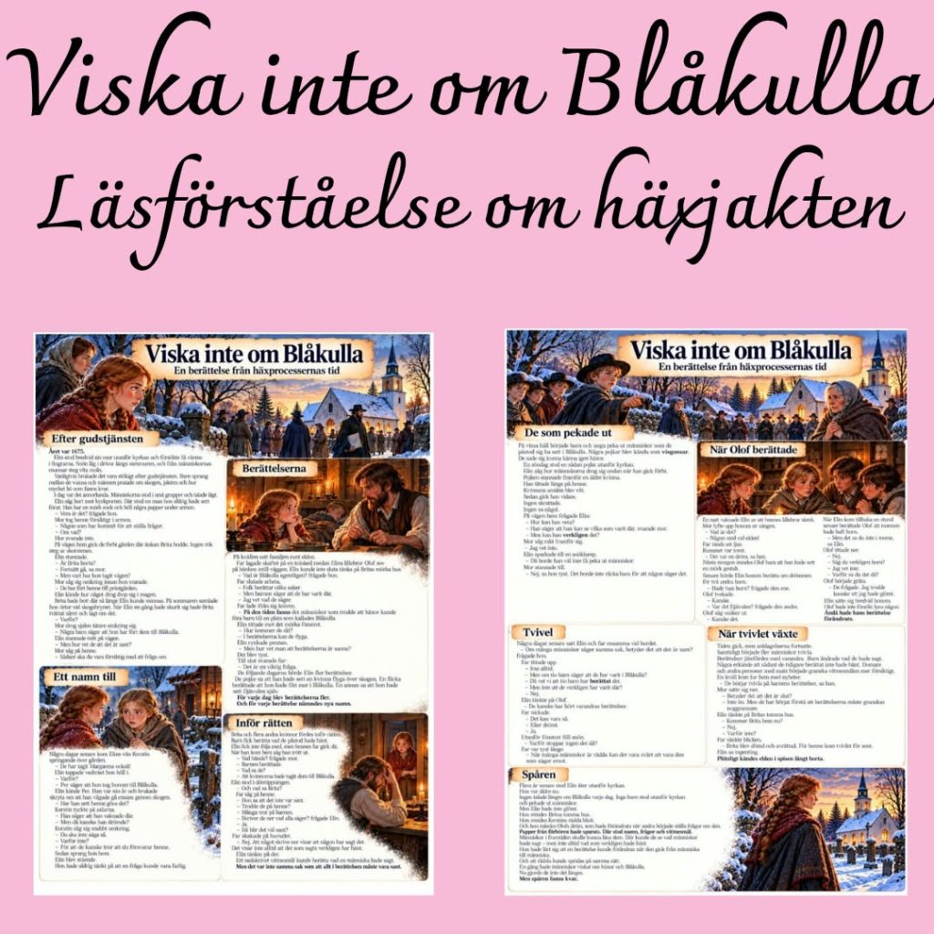 Viska inte om Blåkulla – läsförståelse om häxjakten | 14 frågor + facit