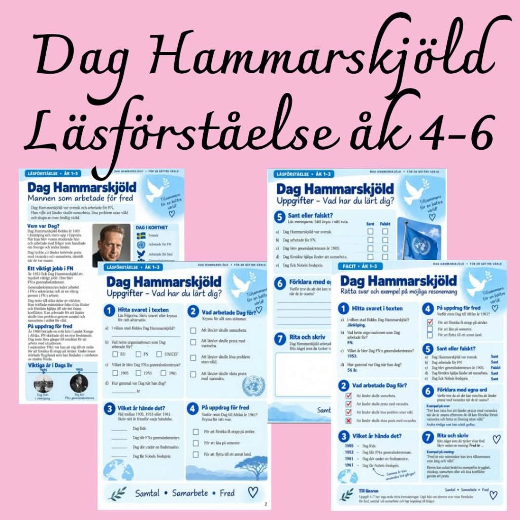 Dag Hammarskjöld – läsförståelse åk 4–6 | FN, diplomati och fred