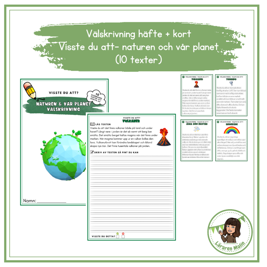 Välskrivningshäfte + kort (Visste du att-naturen och vår planet)