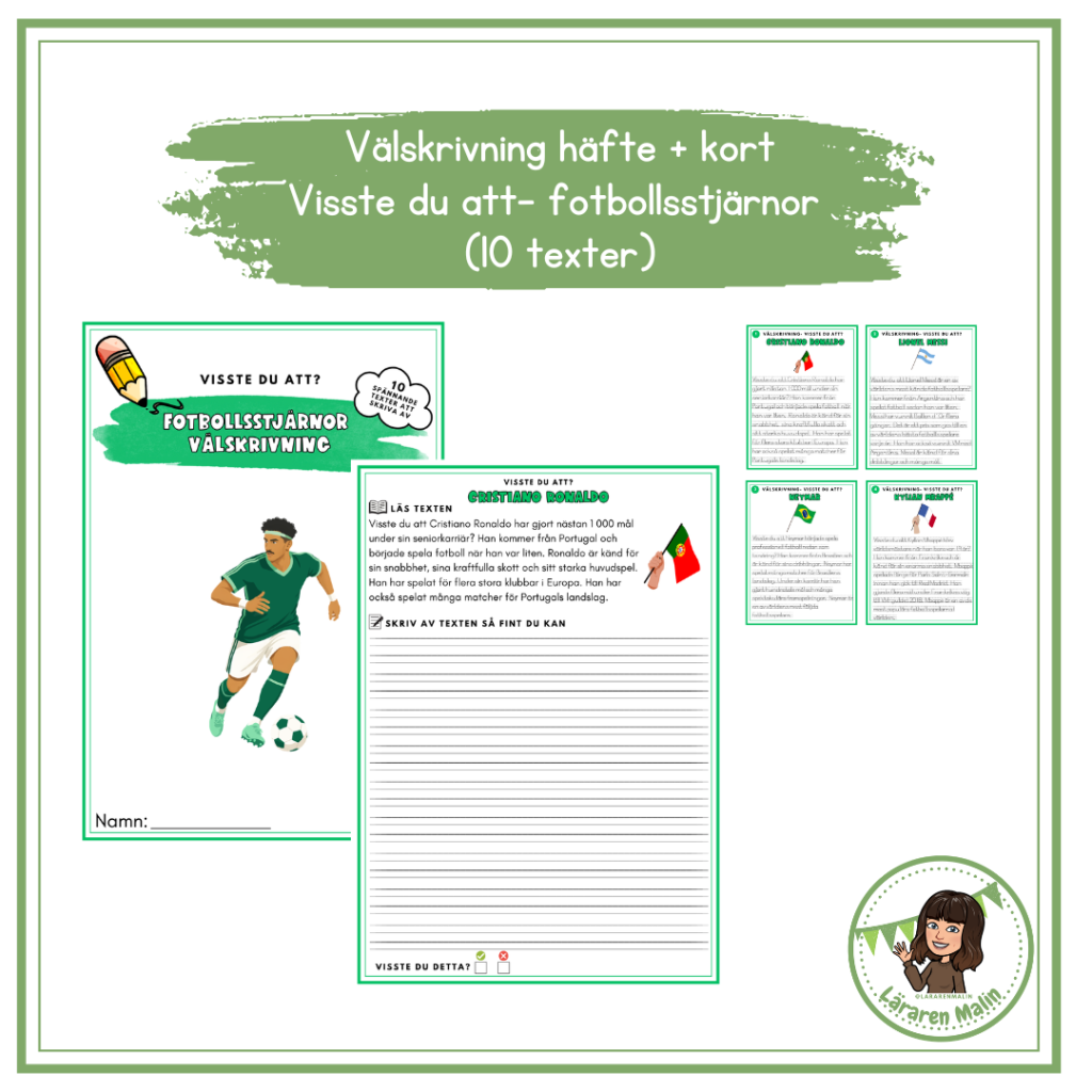 Välskrivningshäfte + kort (Visste du att-fotbollsstjärnor)